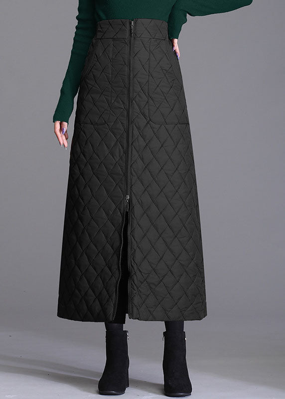 Fitted Mulberry High Waist Zip Up Pockets Fine Cotton Filled Skirts Winter