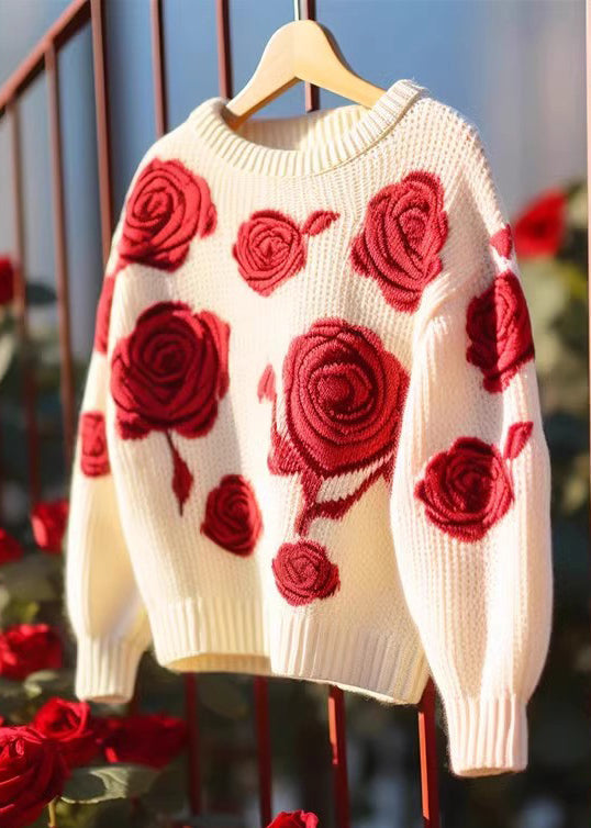 Red Hollow Out Cozy Knit Sweaters Fall