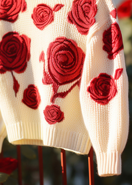 Red Hollow Out Cozy Knit Sweaters Fall