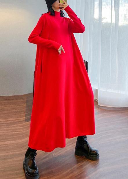 For Spring High Neck Large Hem Sweater Fall Dress Outfit Refashion Red Big Sweater Dresses