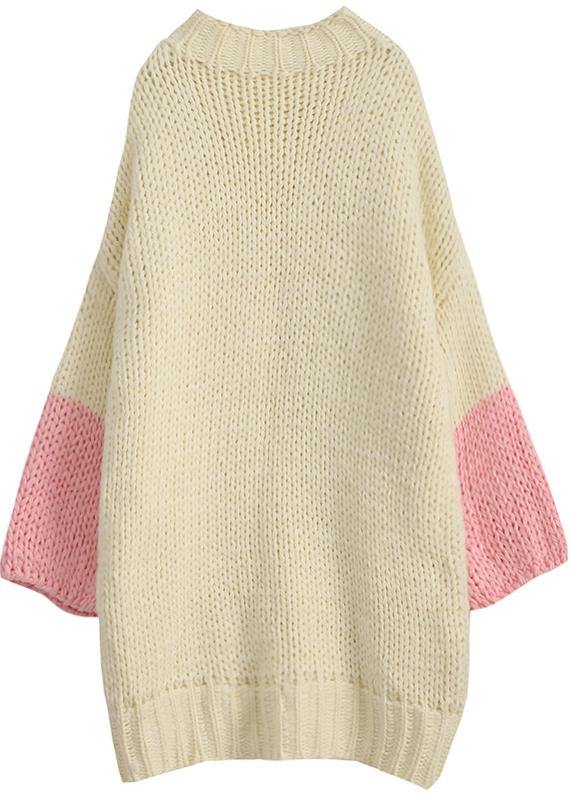 For Spring O Neck Batwing Sleeve Sweater Dress Outfit Classy Beige Funny Knitwear