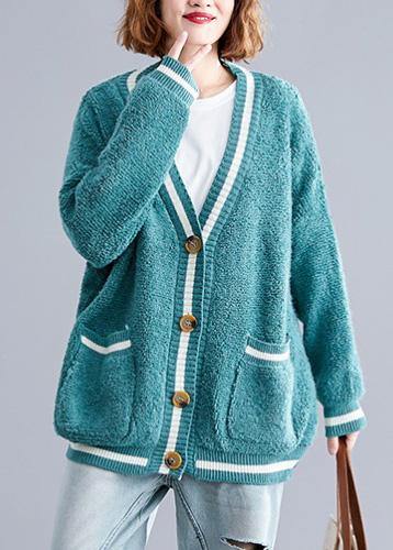 For Spring Warm Sweaters Green V Neck Fall Knitted Cardigans