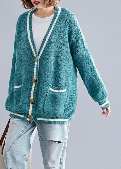 For Spring Warm Sweaters Green V Neck Fall Knitted Cardigans