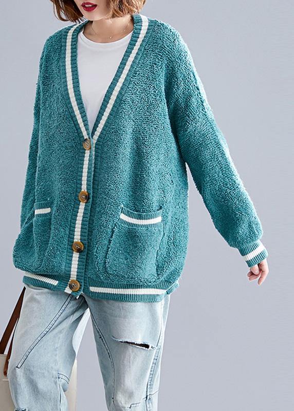 For Spring Warm Sweaters Green V Neck Fall Knitted Cardigans