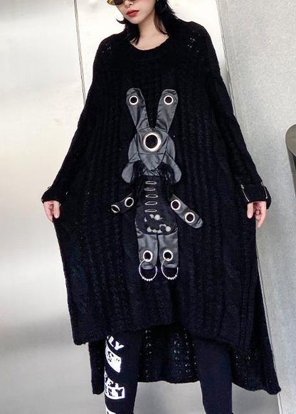 For Work Black Sweater Dress Outfit Moda Hollow Out Daily Low High Design Sweater Dress