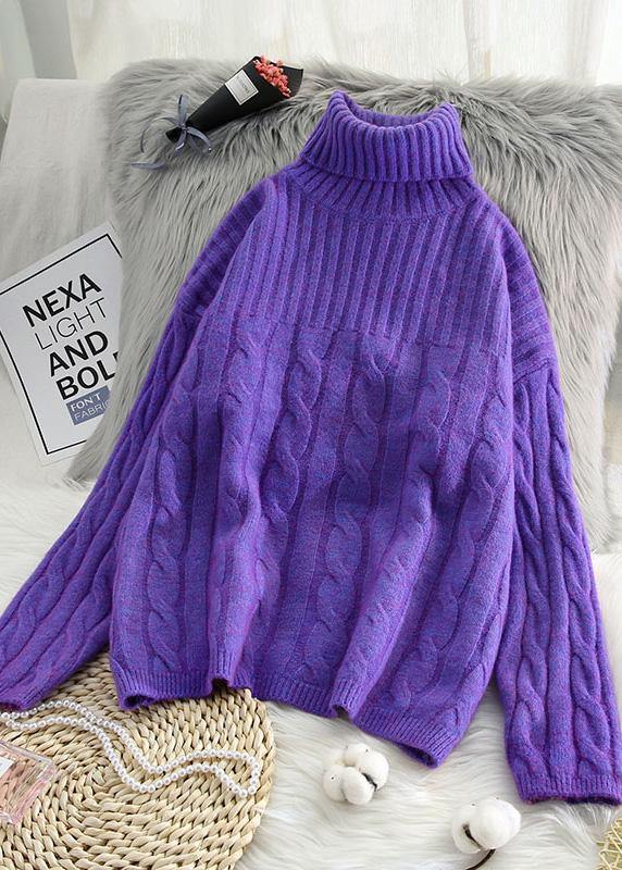 For Work High Neck Green Knitwear Wild Blouse