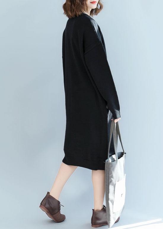 For Work O Neck Sweater Weather Black Hipster Knit Dress Fall