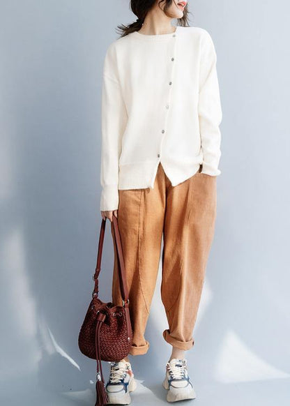 For Work O Neck Beige Knitwear Long Sleeve Knit Blouse