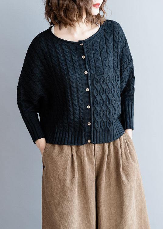 For Work O Neck Black Knitted Blouse Oversized Batwing Sleeve Knitted Pullover