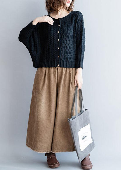 For Work O Neck Black Knitted Blouse Oversized Batwing Sleeve Knitted Pullover