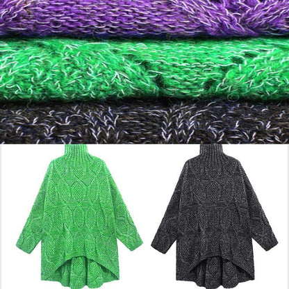 For Work Purple Clothes for High Neck Low High Design Oversize Knitwear
