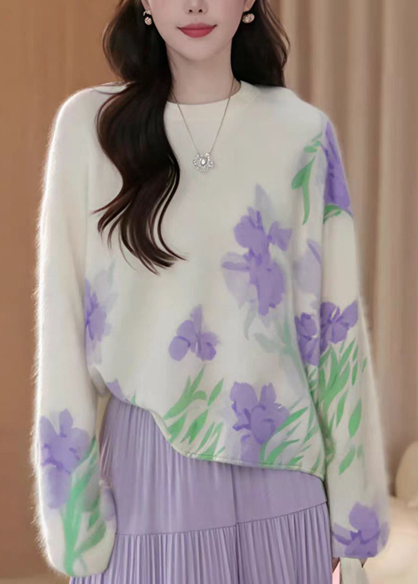 French Beige O Neck Knit Sweater Tops Fall
