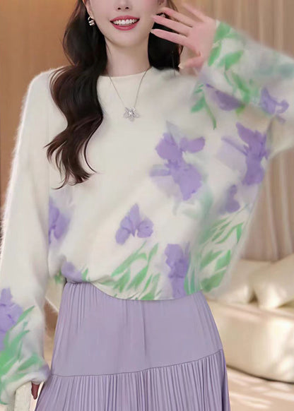 French Beige O Neck Knit Sweater Tops Fall
