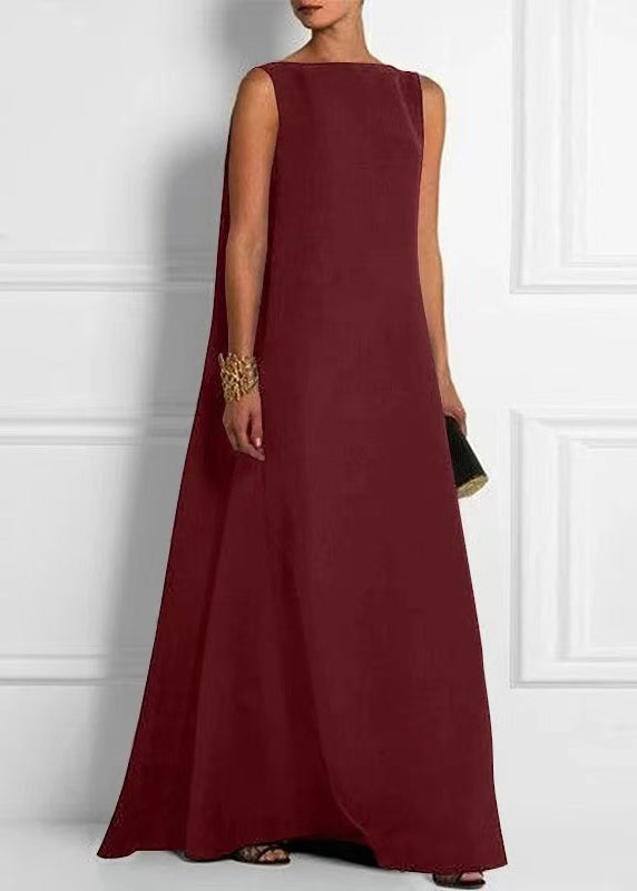 French Black High Waist Cotton Ankle Dress Sleeveless