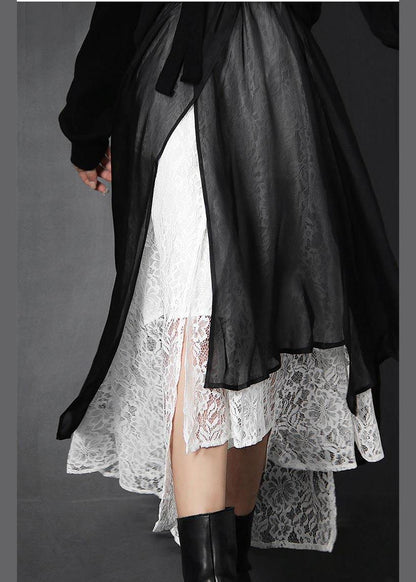 French Black Hollow Out Asymmetrical Design Summer Skirts