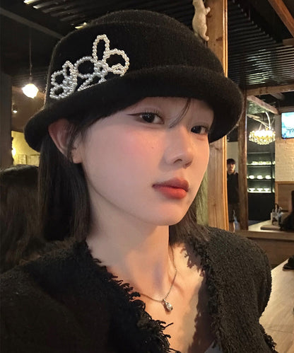 French Black Pearl Knit Bucket Hat