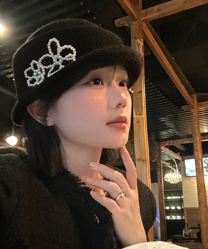 French Black Pearl Knit Bucket Hat