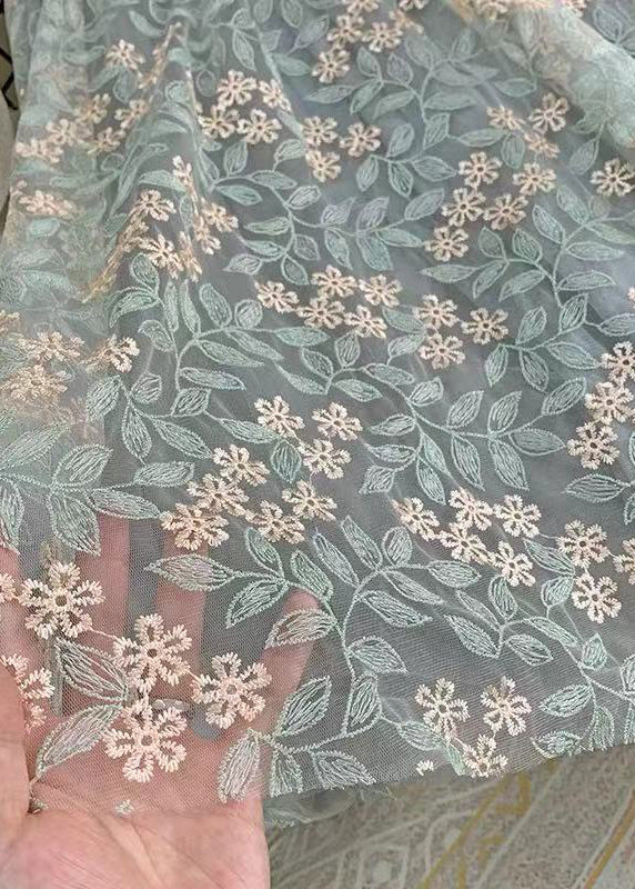 French Green Embroideried Straight Fall Skirts