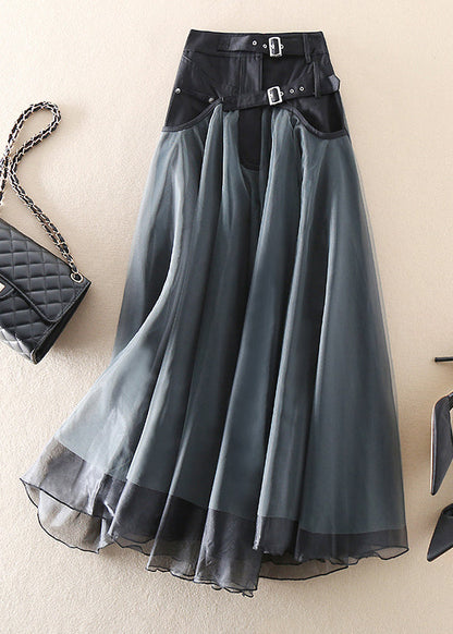 French Grey Patchwork Tulle Skirts Spring
