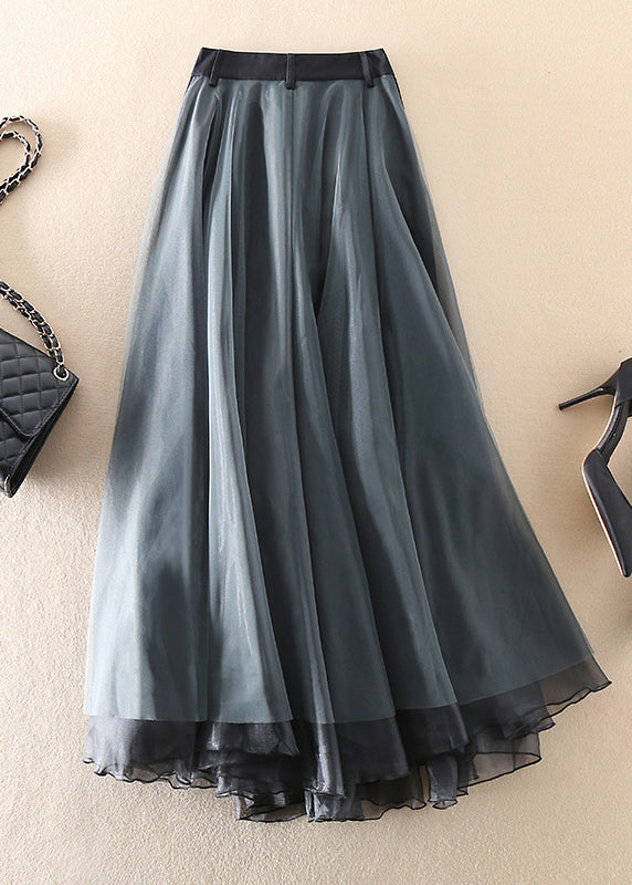French Grey Patchwork Tulle Skirts Spring