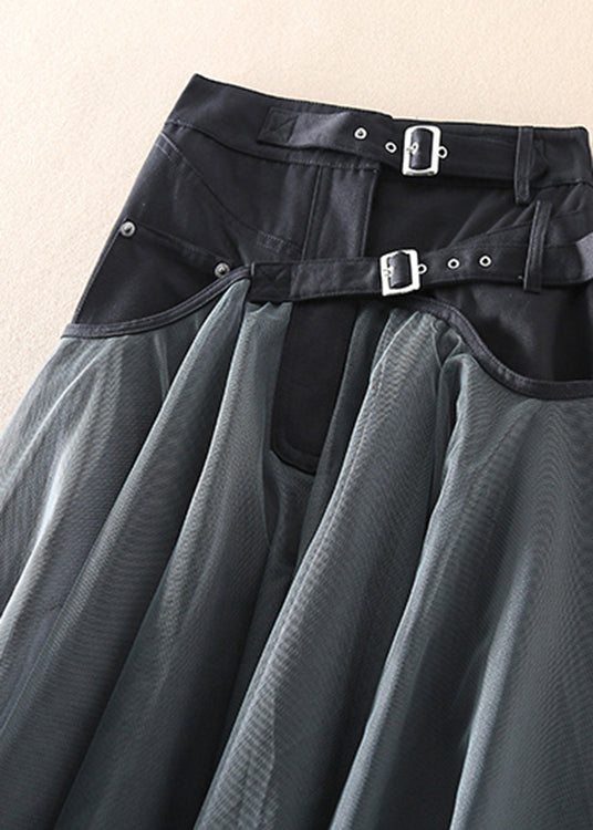 French Red Patchwork Tulle Skirts Spring