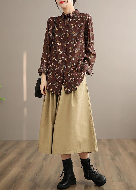 French Khaki Clothes for Elastic Waist Art Spring Dresses
