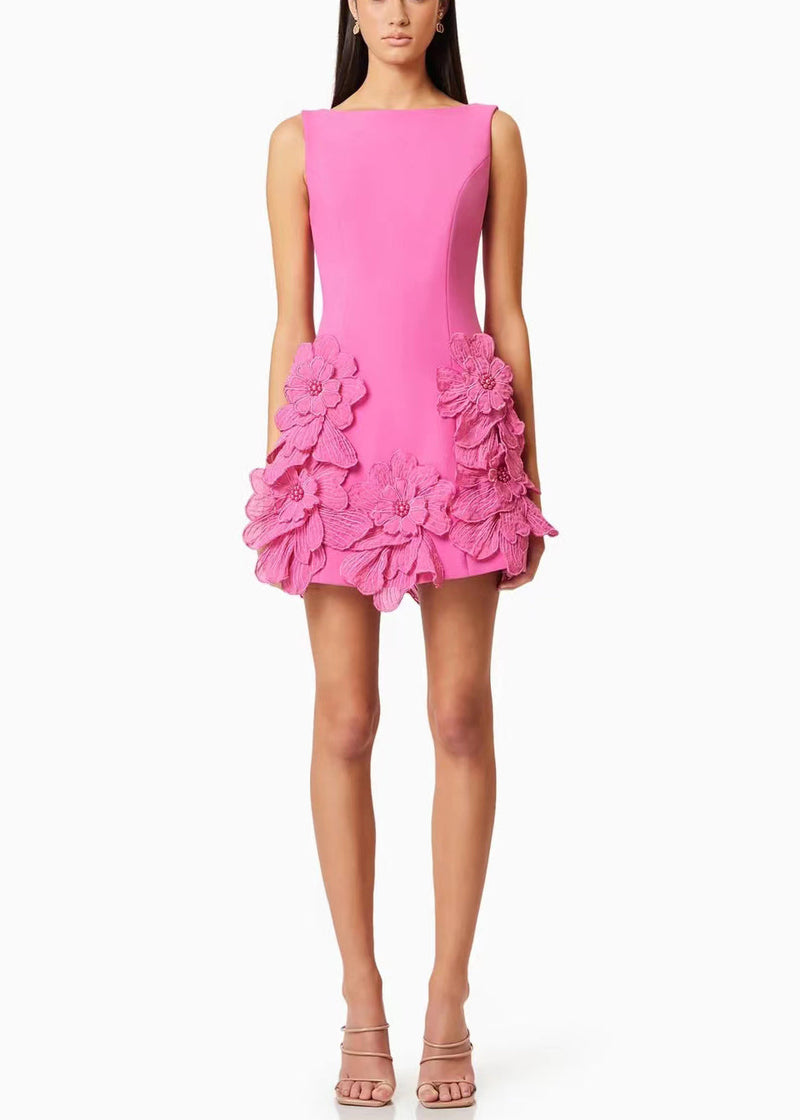 French Pink Cotton Mini Dresses Summer
