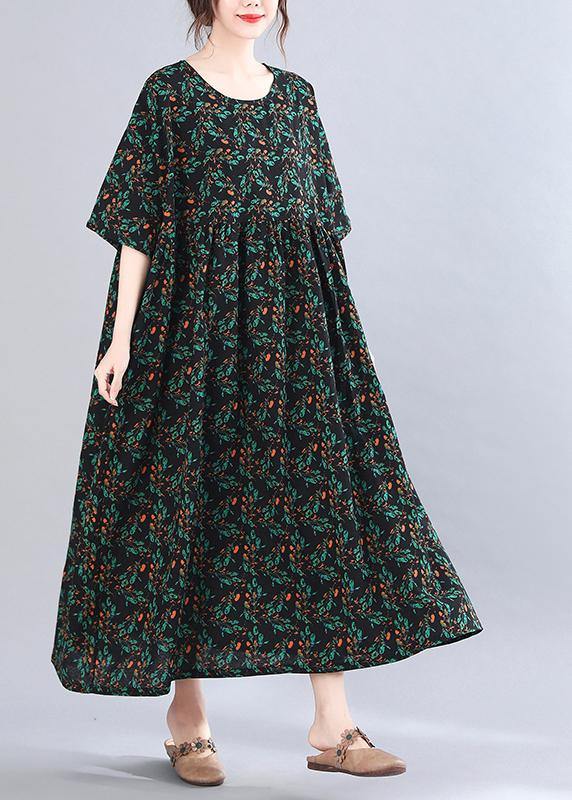 French Print Batwing Sleeve Oversize Summer Cotton Dress