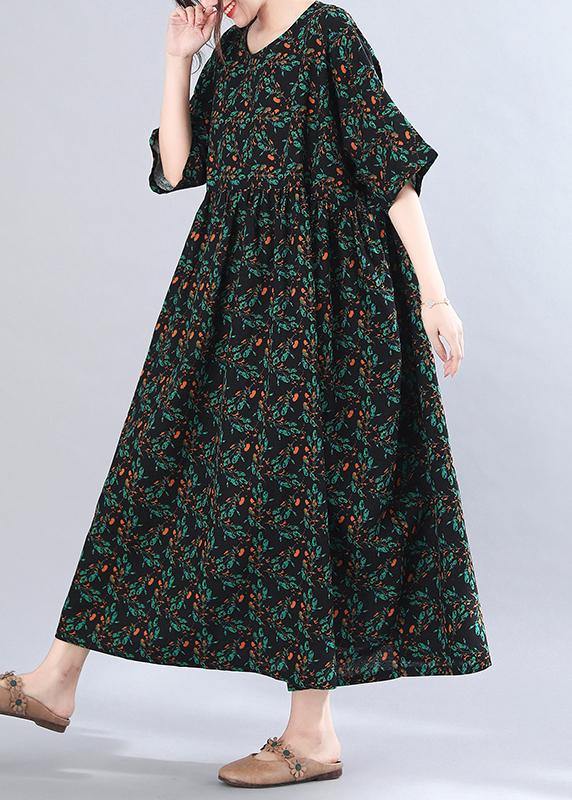 French Print Batwing Sleeve Oversize Summer Cotton Dress
