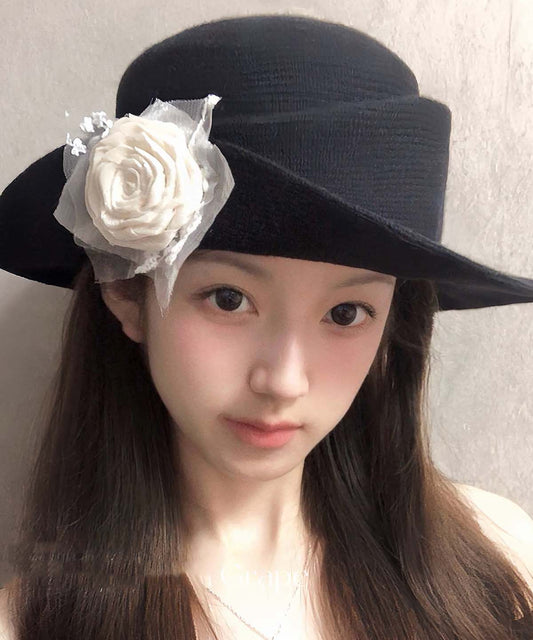 French Style Black Versatile Knit Cloche Hat