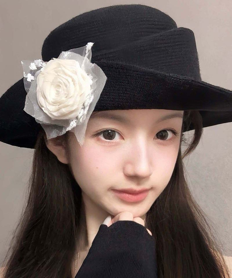 French Style Black Versatile Knit Cloche Hat