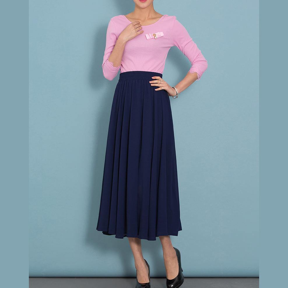 French Blue Chiffon Dress Big Hem Dresses Summer Dress