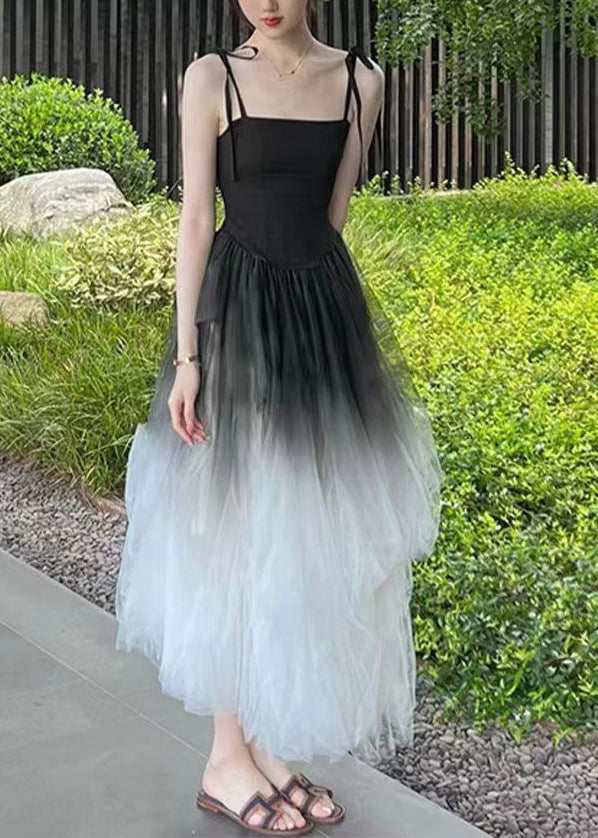 Gradient Color Wrinkled Strap Dress New Original Design