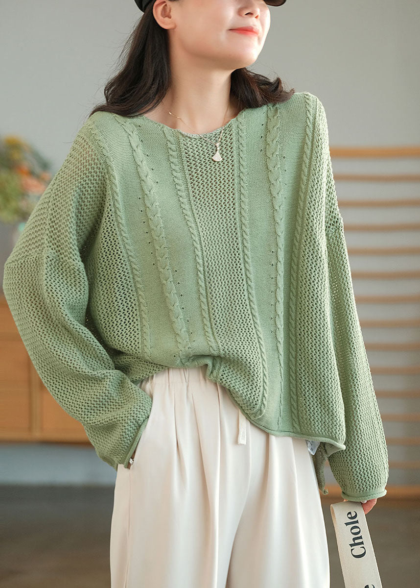 Green Knit Sweaters O-neck Oversized Winter