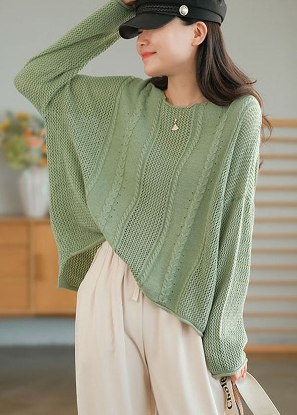 Green Knit Sweaters O-neck Oversized Winter