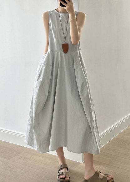 Green Patchwork Cotton Long Dress Zippered Fall