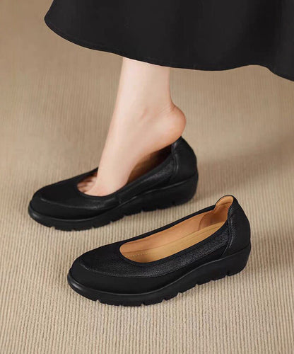 Grey Flats Platform Faux Leather Splicing Flats