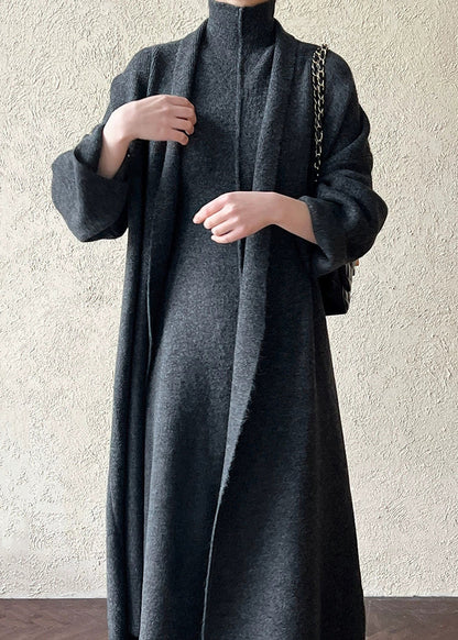 Grey Cozy Knit Two Piece Set Turtleneck