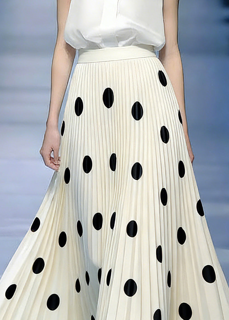 Handmade Beige Print Elastic Waist a Line Skirts Spring