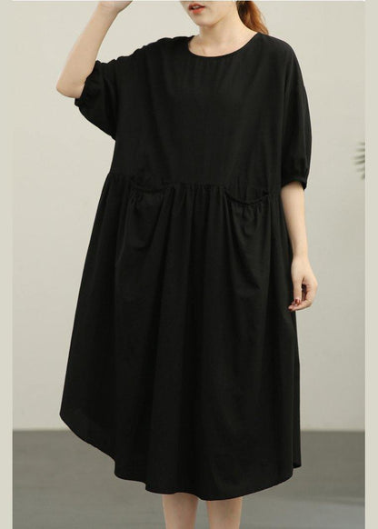 Handmade Black Cinched Summer Cotton Dress