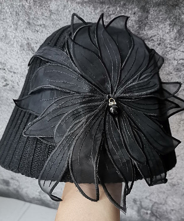Handmade Black Knit Bucket Hat