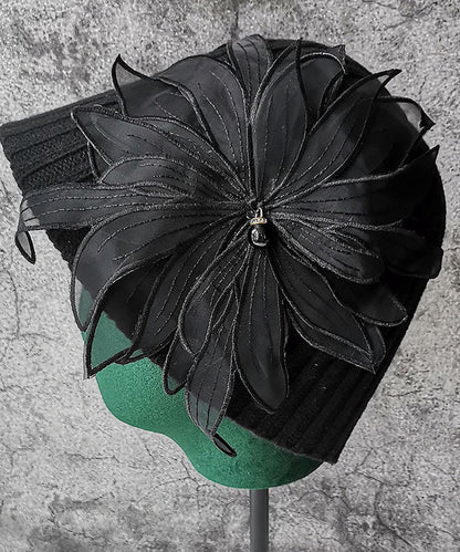 Handmade Black Knit Bucket Hat