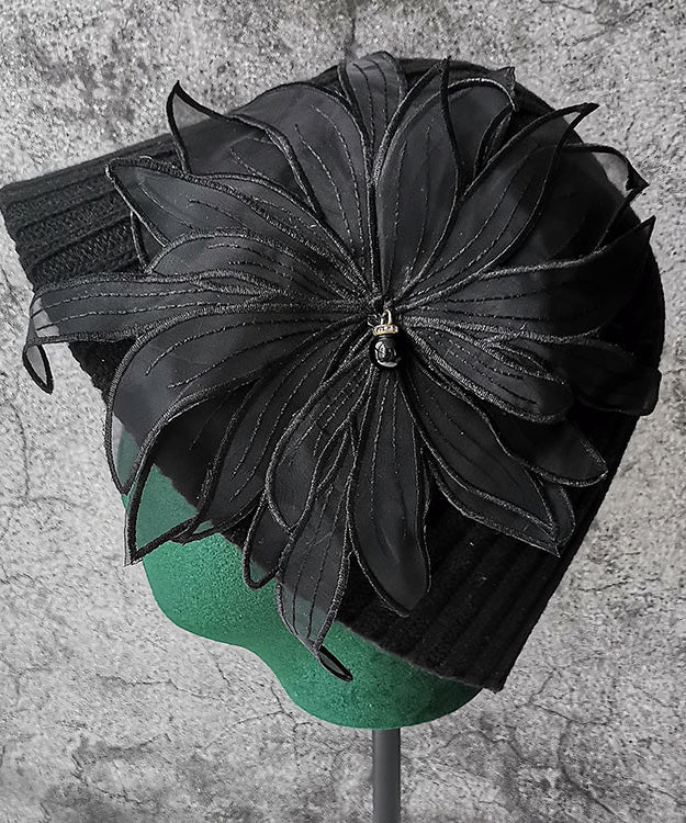 Handmade Black Knit Bucket Hat