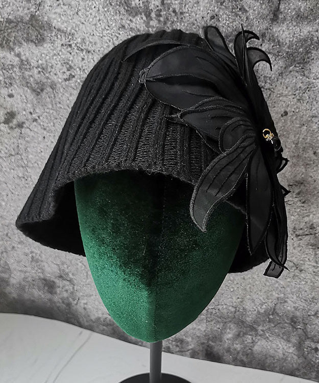 Handmade Black Knit Bucket Hat