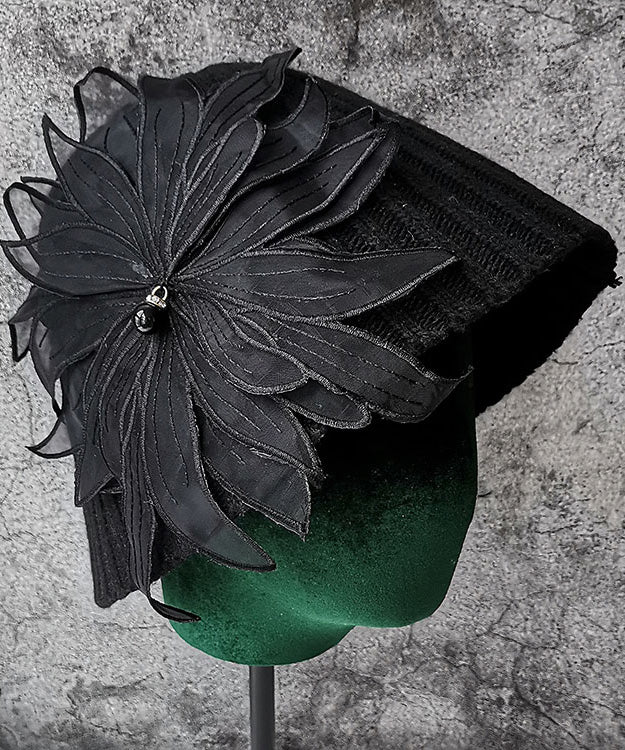 Handmade Black Knit Bucket Hat