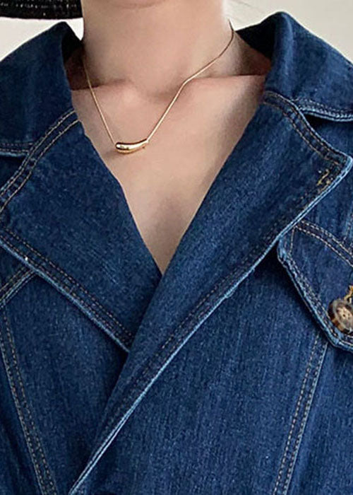 Handmade Blue Peter Pan Collar Denim Jumpsuit Spring
