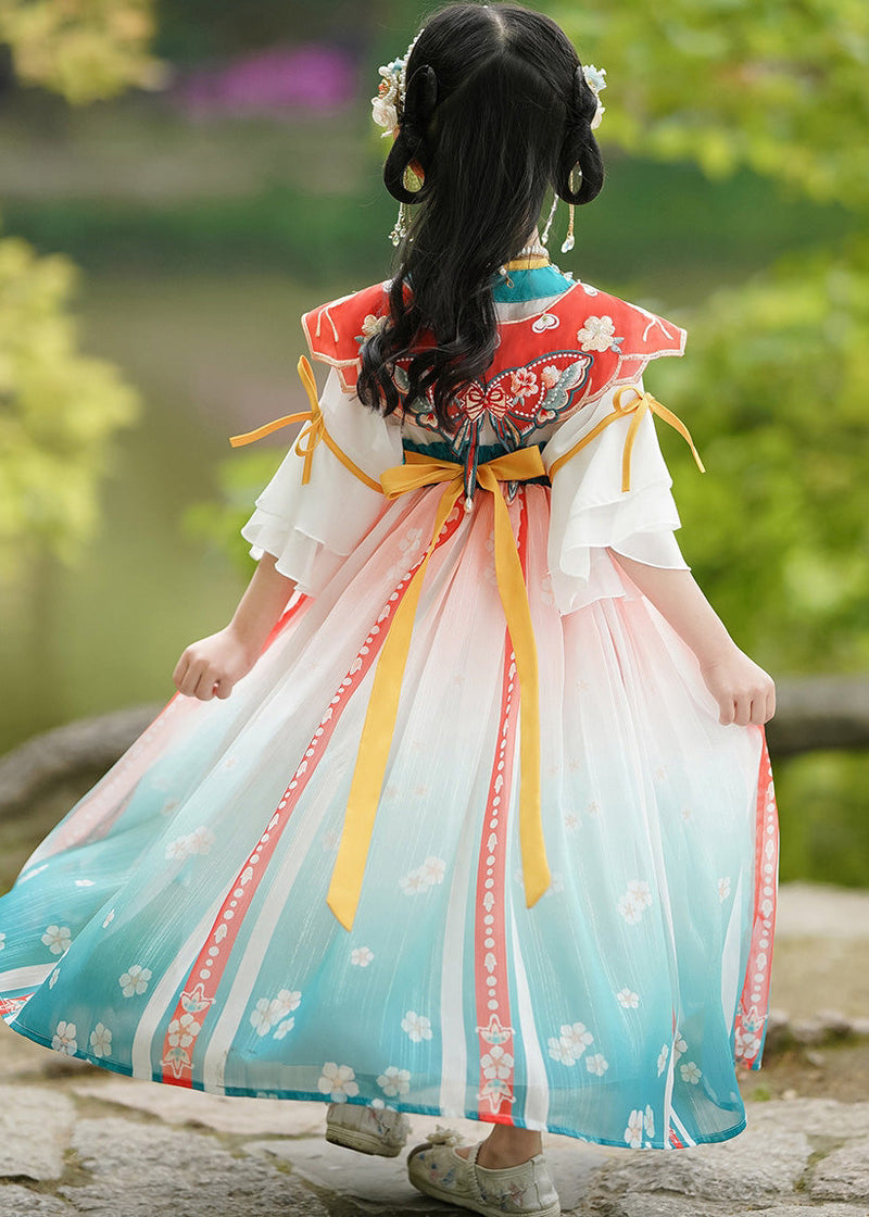Handmade Embroideried Wrinkled Bow Maxi Dresses Half Sleeve