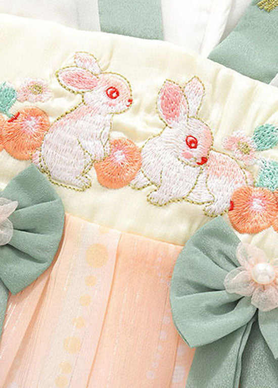 Handmade Green Embroideried Patchwork Chiffon Baby Dresses Summer