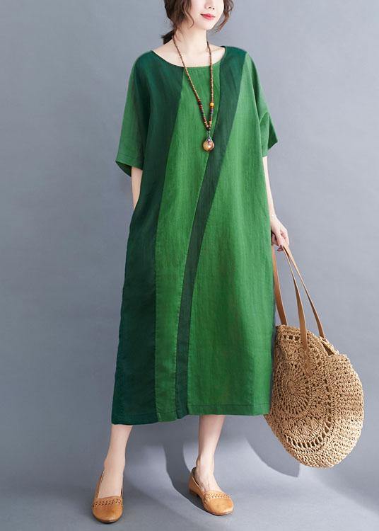 Handmade Gray Ink Painting O-neck Patchwork Summer Vacation Dresses Half Sleeve