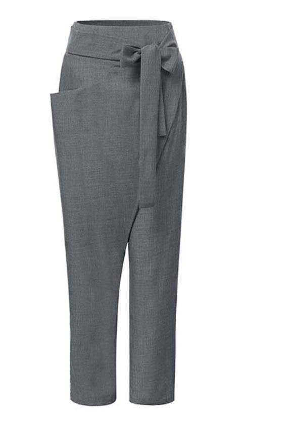 Handmade Grey Asymmetrical Design High Waist Cotton Harem Summer Pants